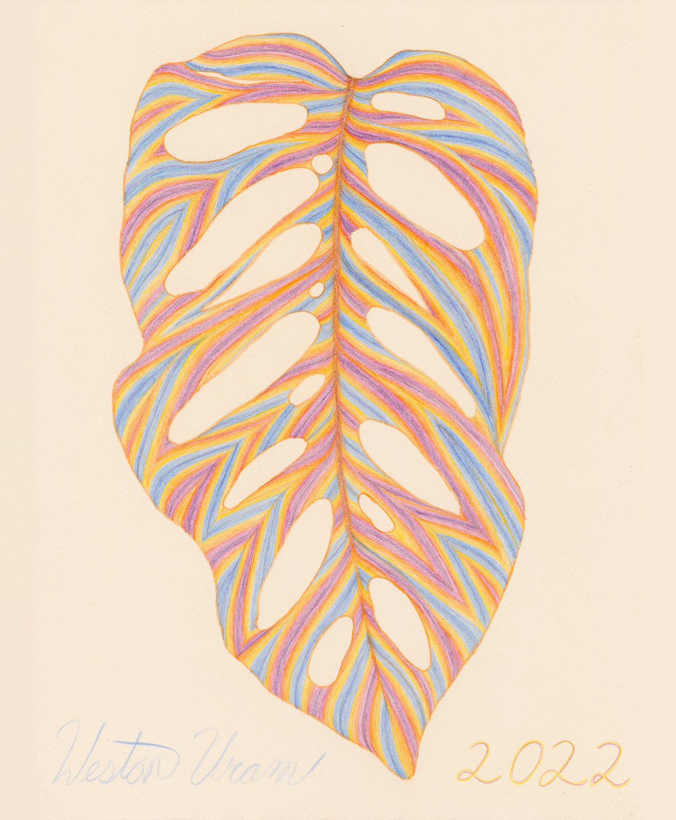 Large Monstera (Sunsets, Blue Orange and Purple)